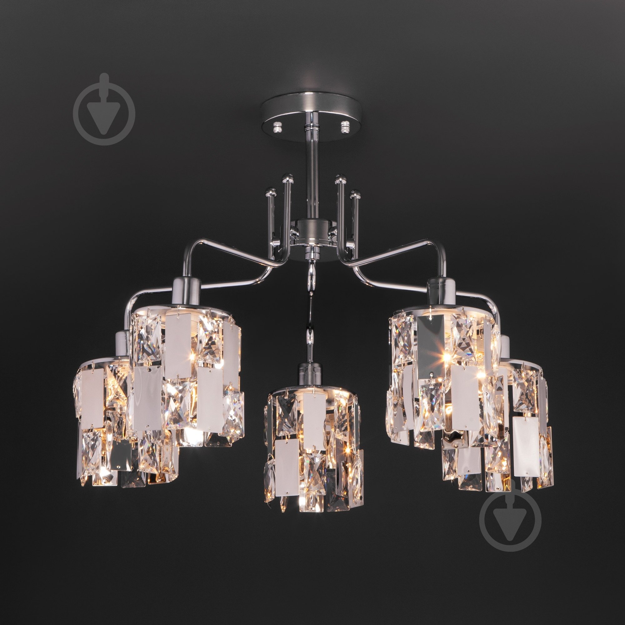 Люстра потолочная Strotskis Scoppio 5x60 Вт E14 хром 10101/5 - фото 2