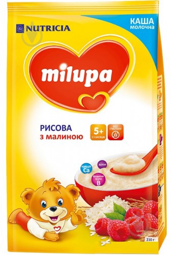 Каша молочна Milupa від 5 місяців рисова з малиною 210 г - фото 1 Каша молочна Milupa від 5 місяців рисова з малиною 210 г - фото 1