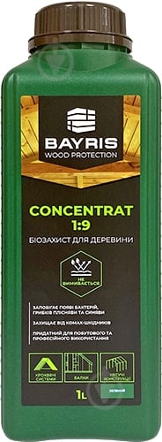 Концентрат для Кострукцийнной древесины Bayris 1:9 зеленый 1 л - фото 1