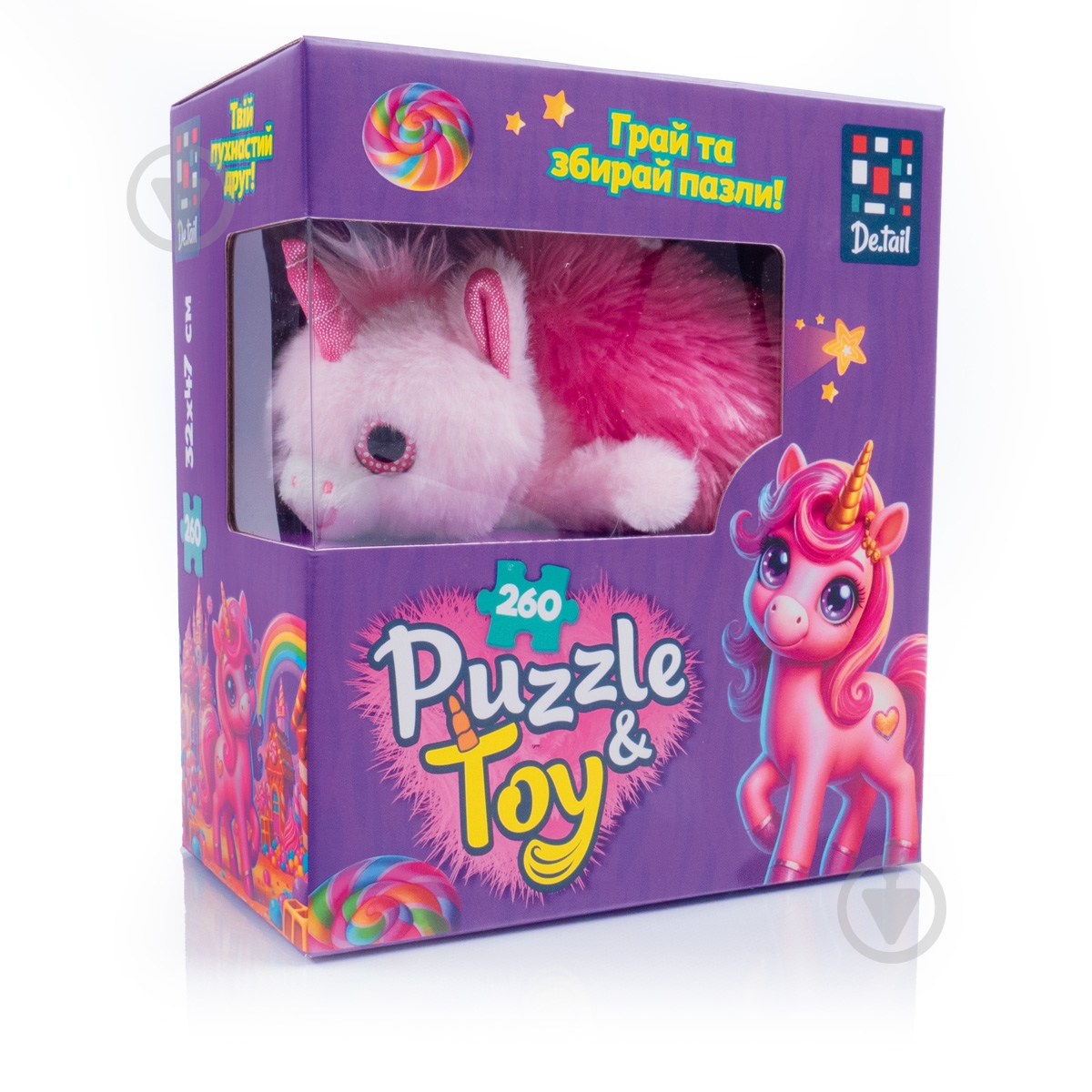 Игрушка-пазл De.tail Розовый единорог 260 деталей DT200-10 - фото 1 Игрушка-пазл De.tail Розовый единорог 260 деталей DT200-10 - фото 1