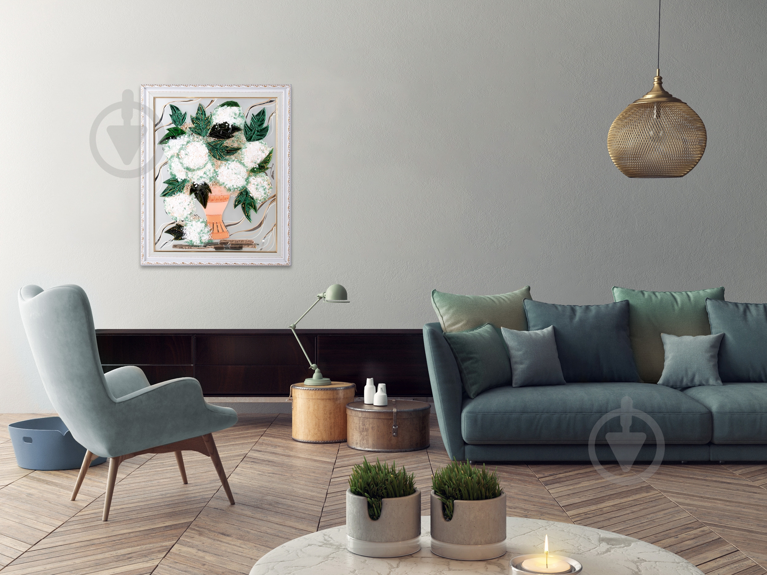 Картина фьюзинг Букет бульденеж 50x60 см - фото 2