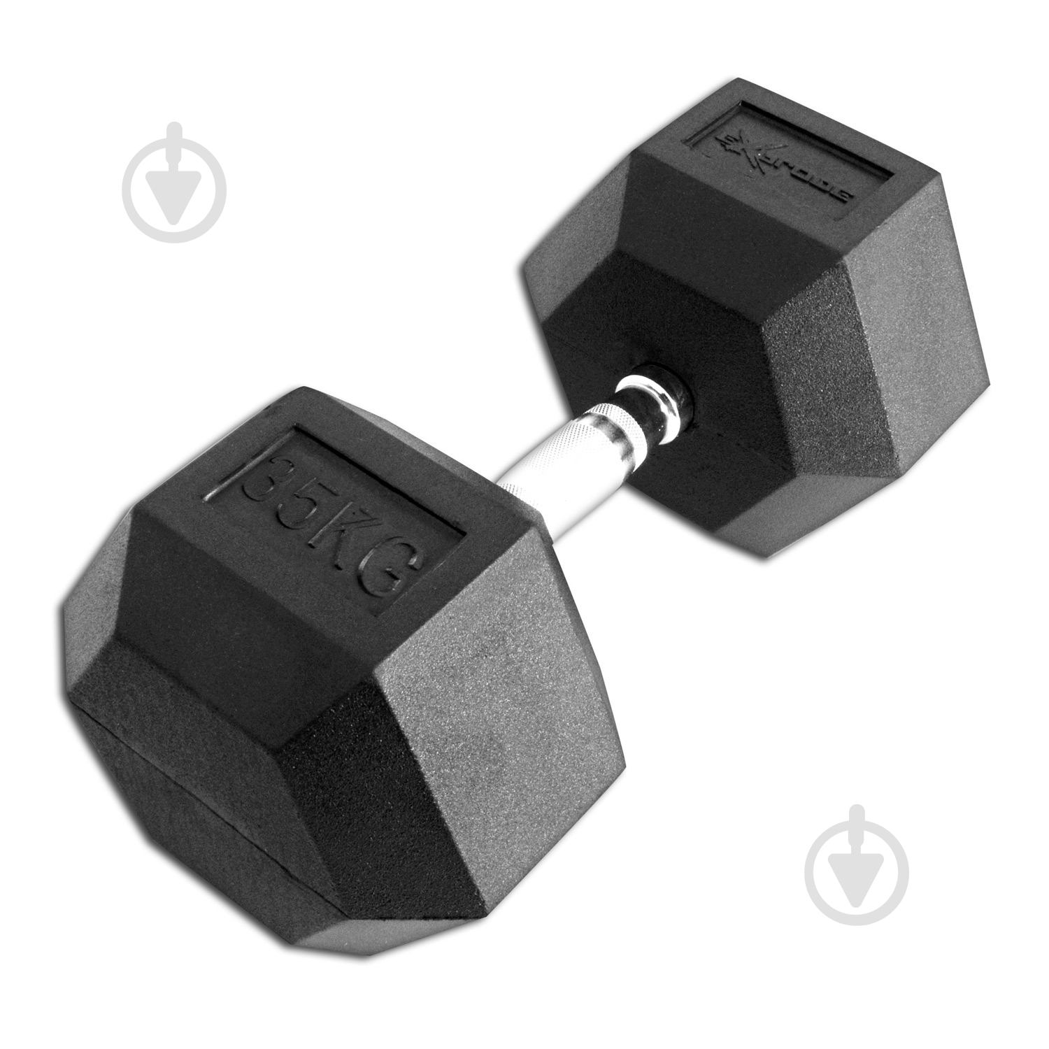 Гантель InterAtletika гексагональна обгумована PD-108-35 Explode 35 кг чорний - фото 1