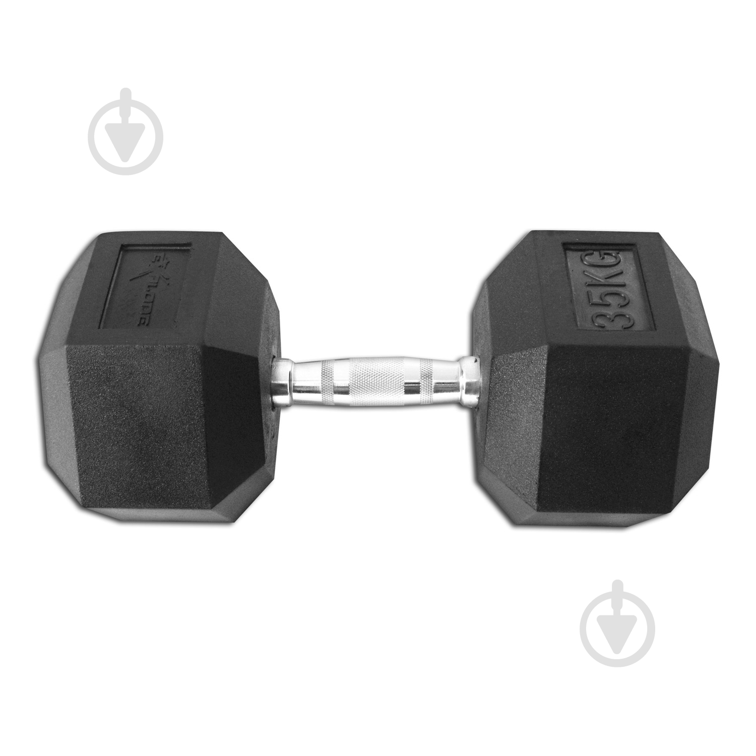 Гантель InterAtletika гексагональна обгумована PD-108-35 Explode 35 кг чорний - фото 2