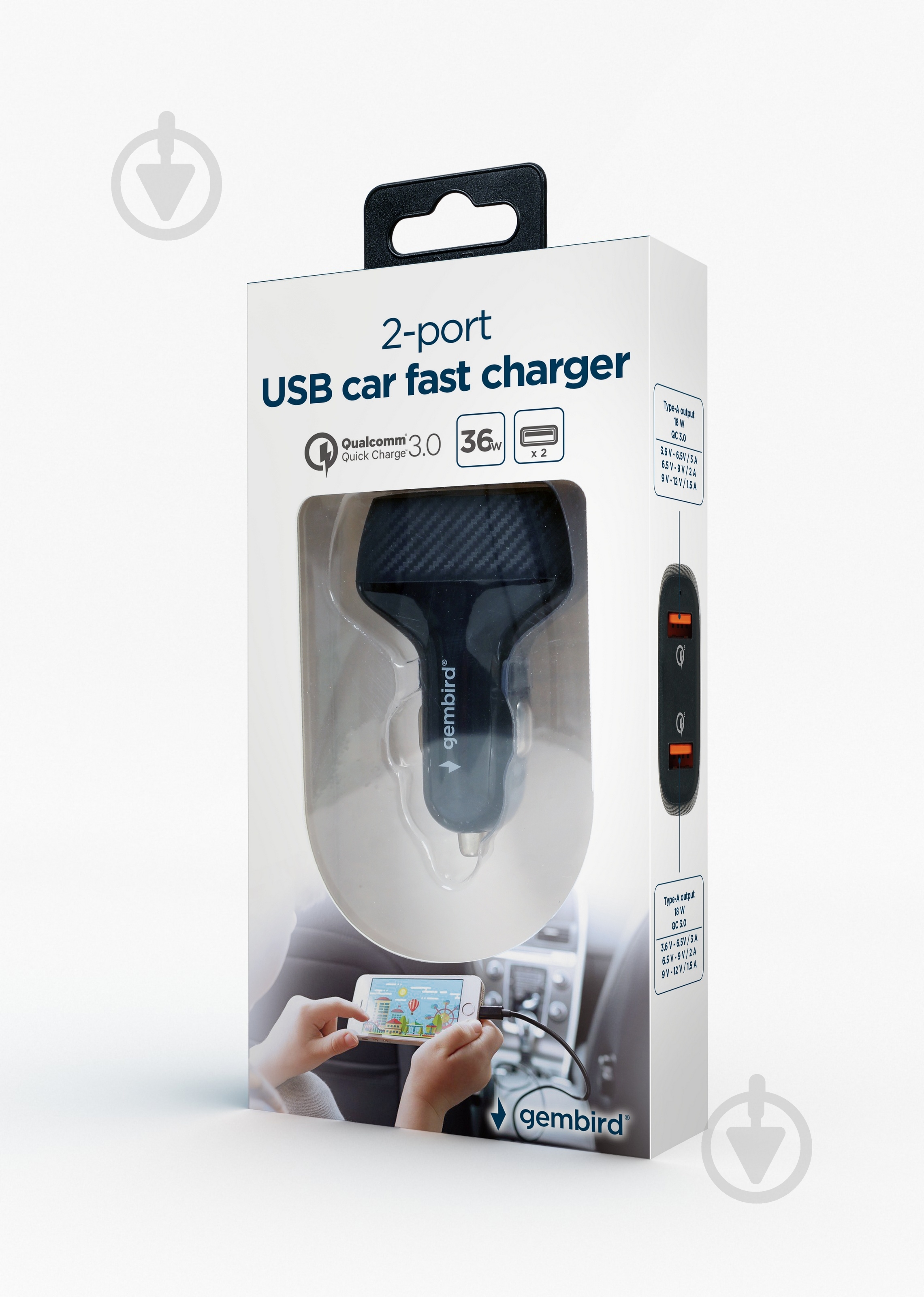 Зарядное устройство Gembird TA-U2QC3-CAR-01 QC3 - фото 5