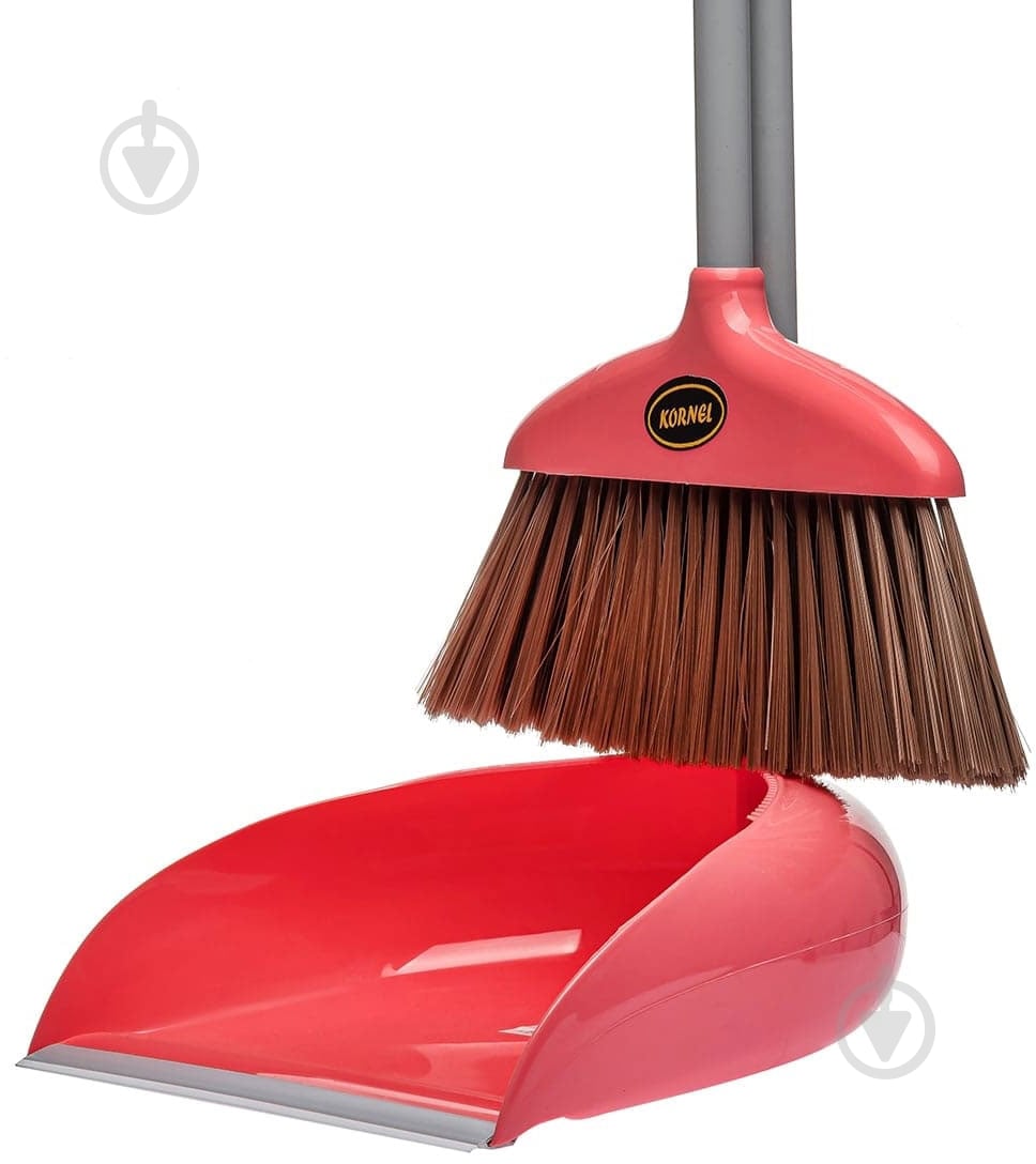 Совок со щеткой Kornel 90 см розовый KL-16 рожевий - фото 2