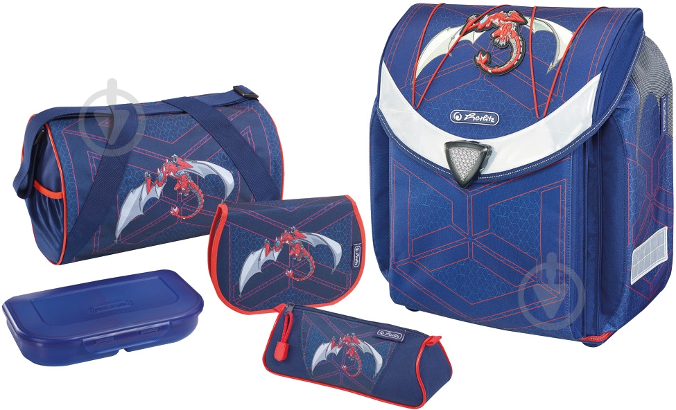 Рюкзак каркасный Herlitz Flexi Plus Robo Dragon Red - фото 1