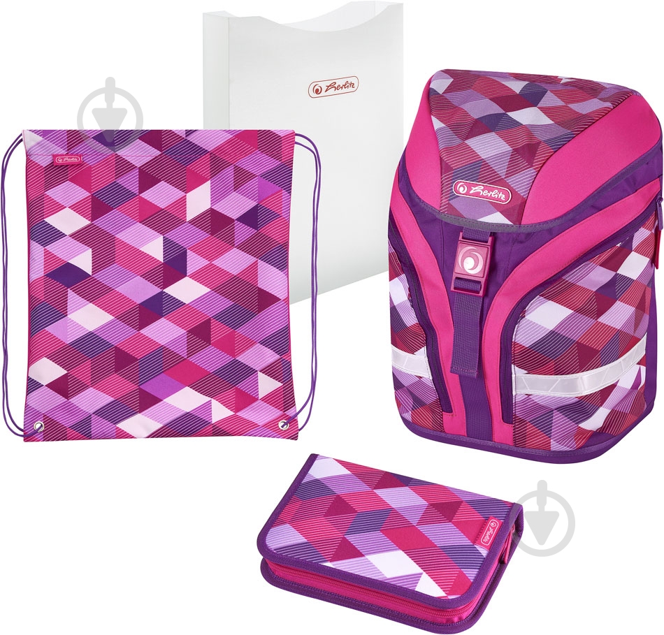 Рюкзак каркасный Herlitz Motion Plus Cubes Pink - фото 1