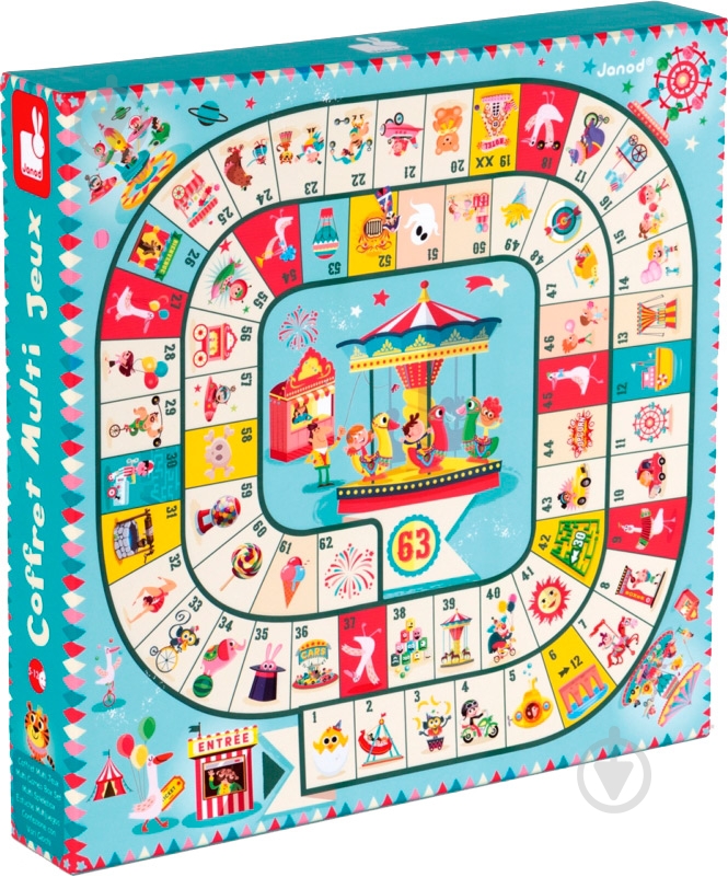 Игра настольная Janod Multi game box carousel 5 в 1 J02742 - фото 1 Игра настольная Janod Multi game box carousel 5 в 1 J02742 - фото 1