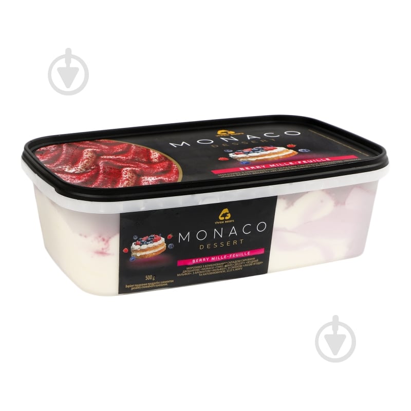 ᐉ Морозиво Три Ведмеді Monaco Dessert ягідний мільфей 500 г
