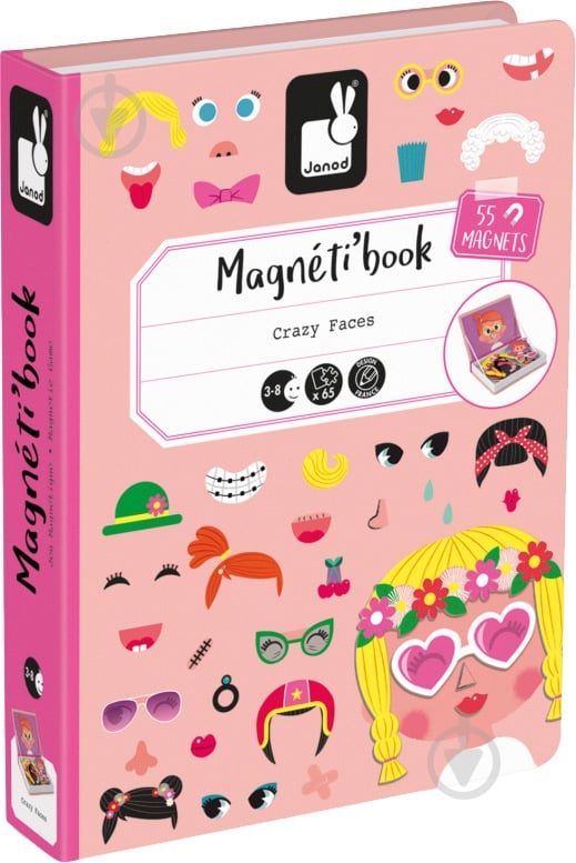 Игра настольная Janod Magneti'book Смешные лица (девочка) J02717 - фото 1 Игра настольная Janod Magneti'book Смешные лица (девочка) J02717 - фото 1