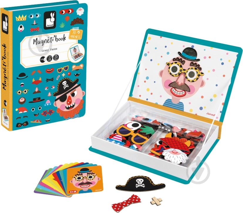 Игра настольная Janod Magneti'book Смешные лица (мальчик) J02716 - фото 2