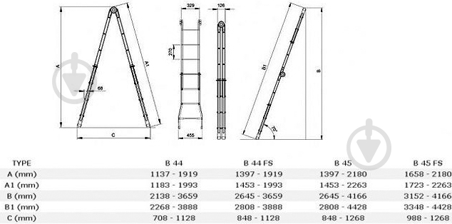 Шарнирная лестница-стремянка Elkop B-44 4x4 (37895) - фото 7