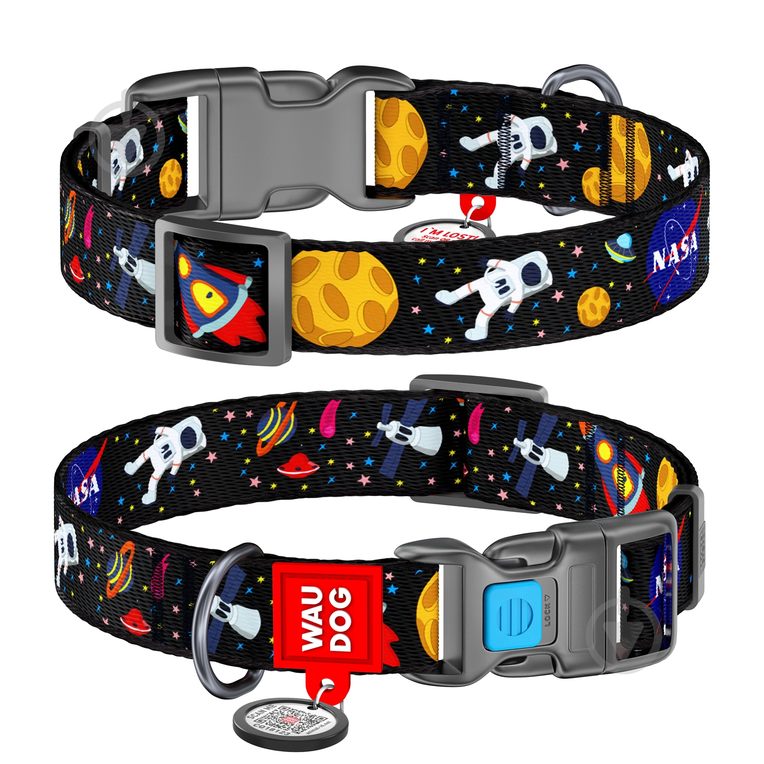 Нашийник Waudog Nylon NASA 25 мм Д 31-49 см - фото 1