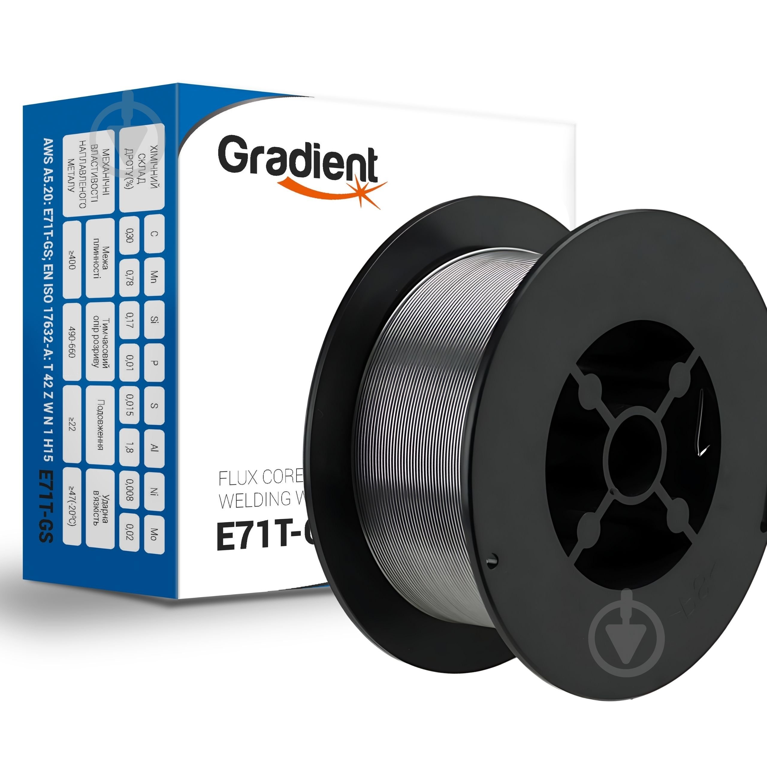 Проволока сварочная флюсовая Gradient E71T-GS 0,8 мм 0,45 кг - фото 1 Проволока сварочная флюсовая Gradient E71T-GS 0,8 мм 0,45 кг - фото 1
