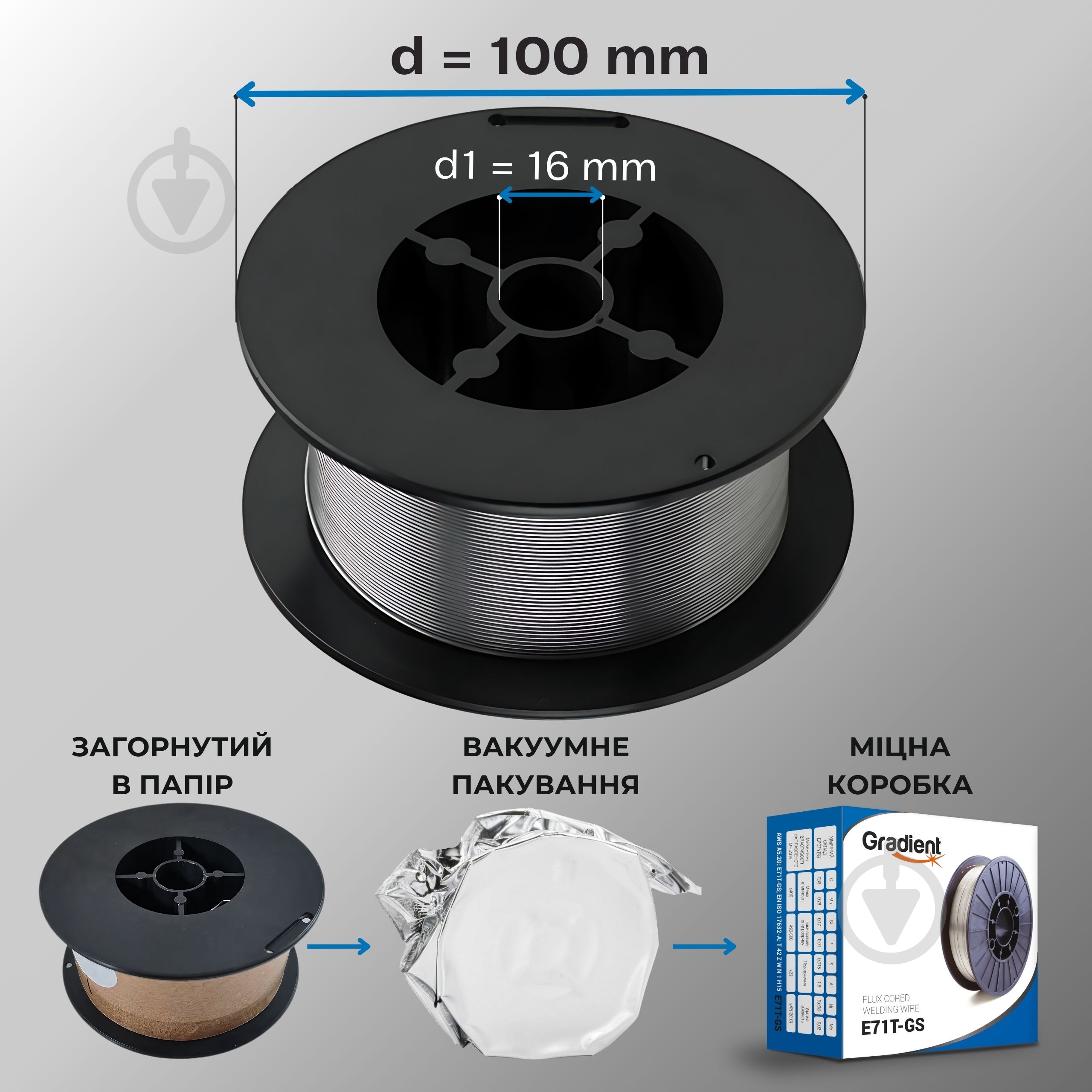 Проволока сварочная флюсовая Gradient E71T-GS 0,8 мм 0,45 кг - фото 6 Проволока сварочная флюсовая Gradient E71T-GS 0,8 мм 0,45 кг - фото 6