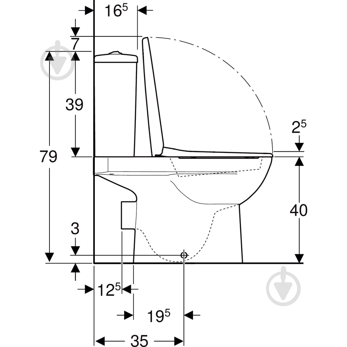 Унітаз-компакт Geberit Selnova Rimfree із сидінням 501.753.00.1 - фото 4