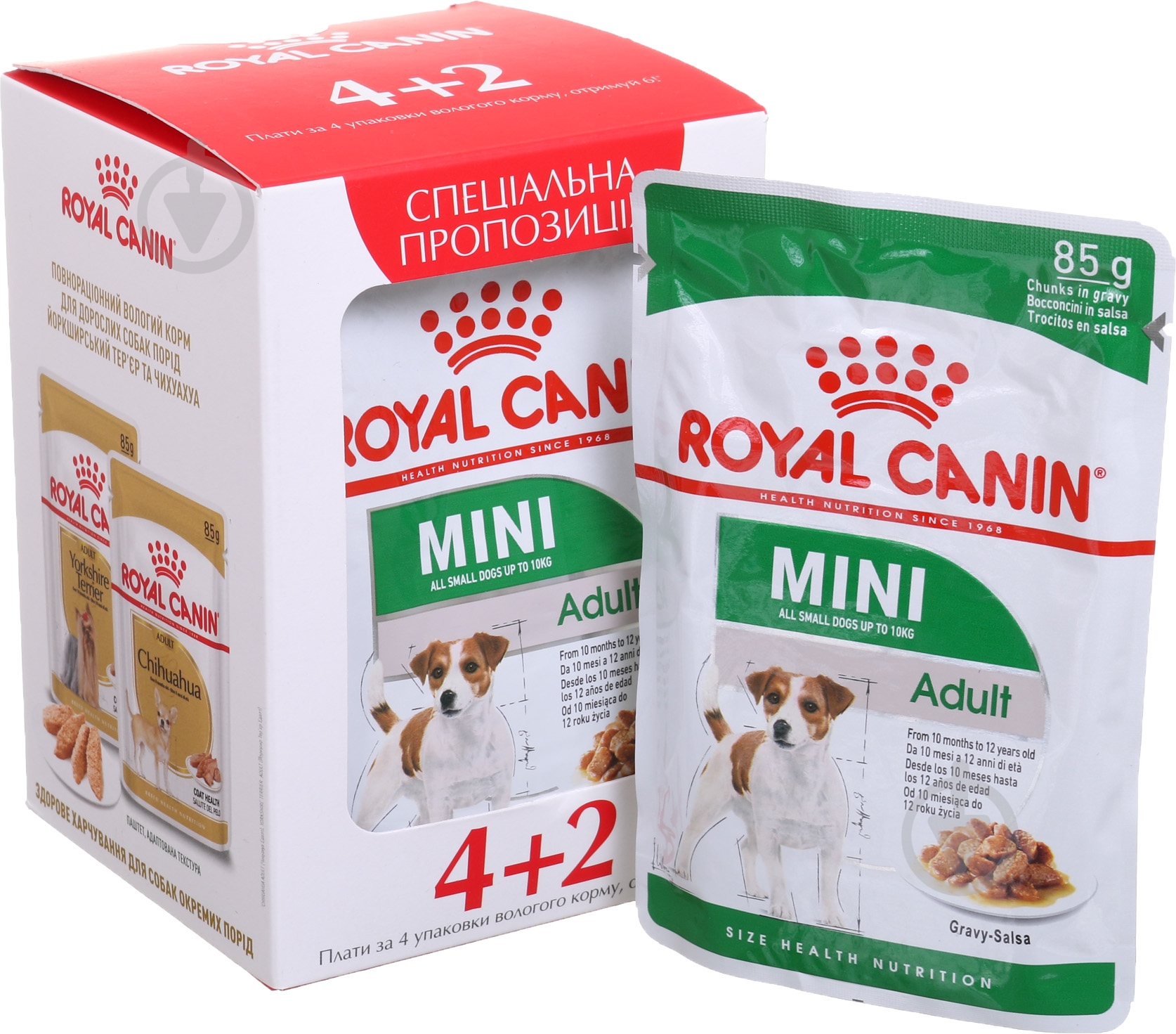 Корм влажный для взрослых собак для малых пород Royal Canin MINI ADULT 4+2 мясо - фото 1