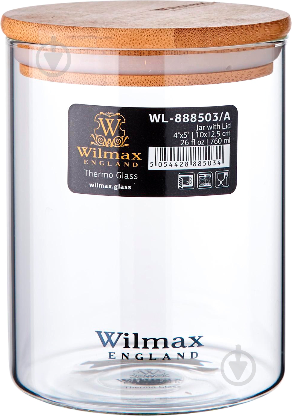 Банка для сипучих Wilmax з бамбуковою кришкою 760 мл Thermo WL-888503/A - фото 1