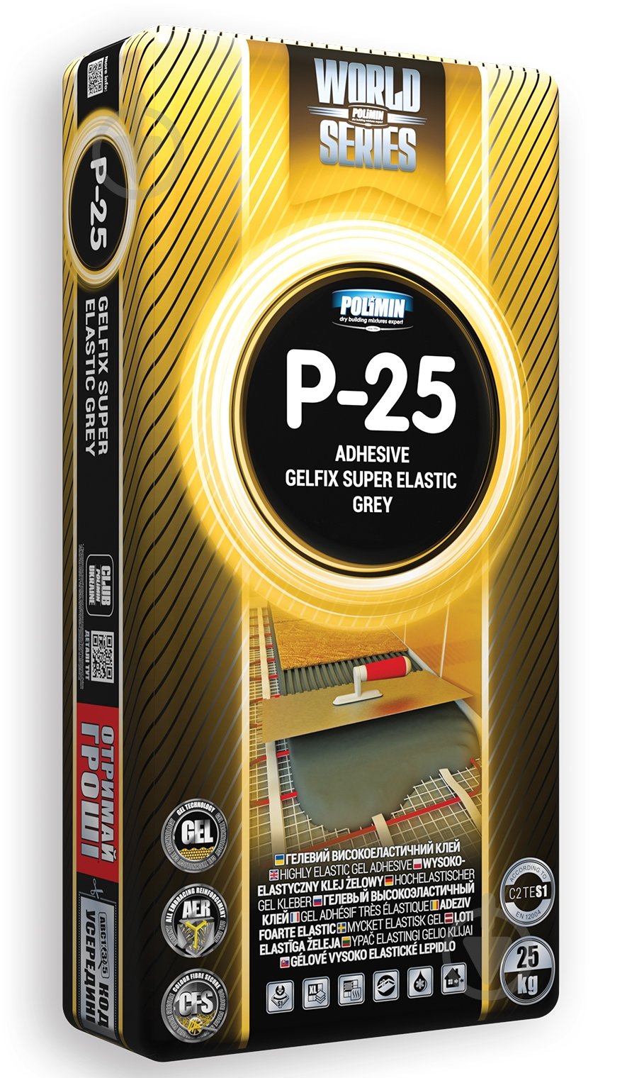 Клей повышенной адгезии Polimin P-25 GELFIX SUPER ELASTIC высокоэластичный гелевый C2TES1 25 кг - фото 1