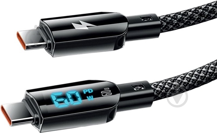 Кабель Gelius Screen GP-UCN007 Type-C to Type-C 60W 1,2 м чорний (00000099208) - фото 2 Кабель Gelius Screen GP-UCN007 Type-C to Type-C 60W 1,2 м чорний (00000099208) - фото 2