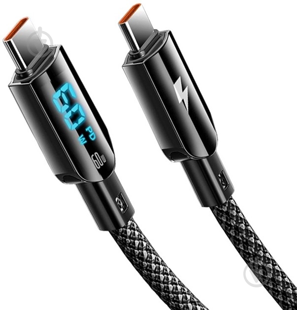 Кабель Gelius Screen GP-UCN007 Type-C to Type-C 60W 1,2 м чорний (00000099208) - фото 1 Кабель Gelius Screen GP-UCN007 Type-C to Type-C 60W 1,2 м чорний (00000099208) - фото 1