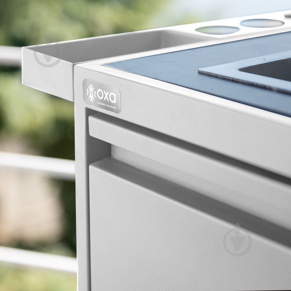 Кухня OXA уличная 2+1 полка под газовый гриль, мойка, полки белые - фото 2 Кухня OXA уличная 2+1 полка под газовый гриль, мойка, полки белые - фото 2