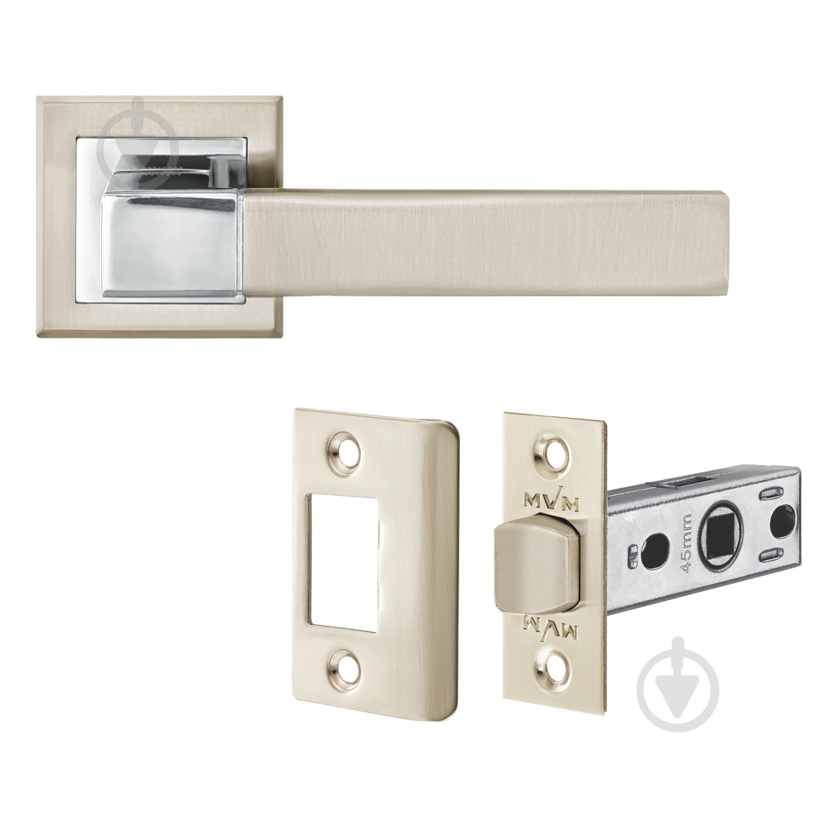 Комплект без запирания Linde А-2004 SN/CP-6 SP матовый никель/полированный хром без петель - фото 1 Комплект без запирания Linde А-2004 SN/CP-6 SP матовый никель/полированный хром без петель - фото 1