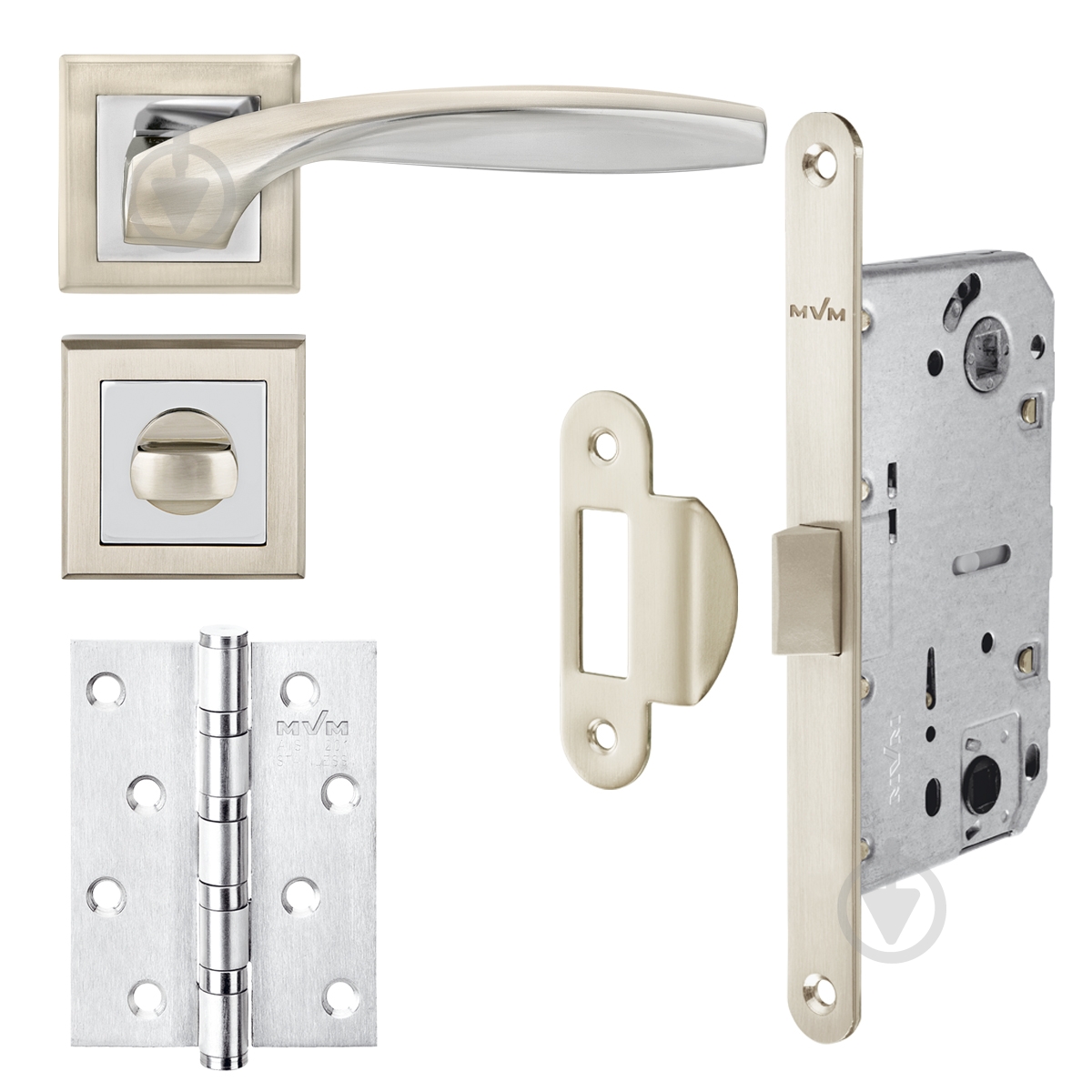 Комплект WC MVM Z-1325 SN/CP-1 WC 96 мм матовый никель/полированный хром с петлями - фото 1 Комплект WC MVM Z-1325 SN/CP-1 WC 96 мм матовый никель/полированный хром с петлями - фото 1