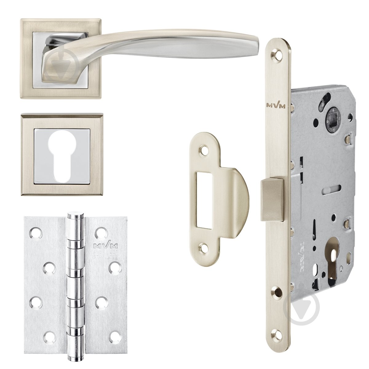 Комплект PZ MVM Z-1325 SN/CP-2 PZ 85 мм матовий нікель/полірований хром з петлями - фото 1 Комплект PZ MVM Z-1325 SN/CP-2 PZ 85 мм матовий нікель/полірований хром з петлями - фото 1
