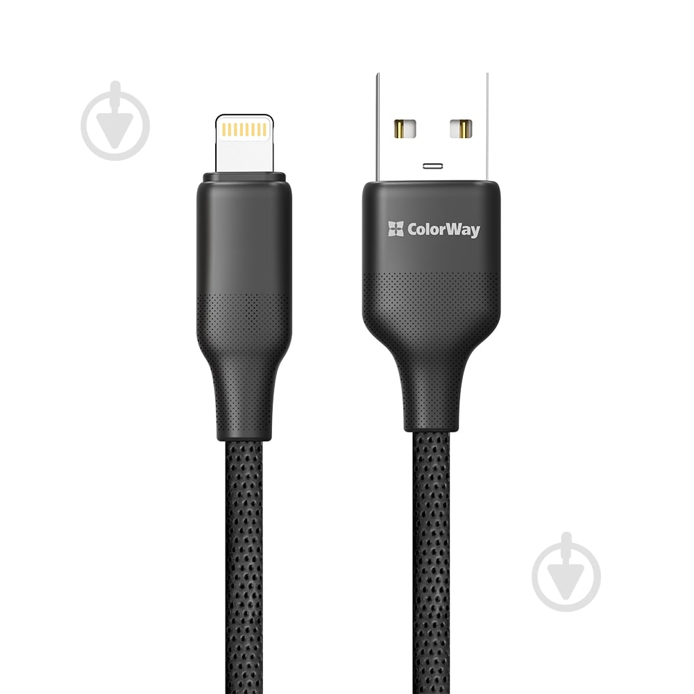 Дата-кабель ColorWay USB - Apple Lightning (TPE embossed) 3А 2 м black (CW-CBUL102-BK) - фото 2 Дата-кабель ColorWay USB - Apple Lightning (TPE embossed) 3А 2 м black (CW-CBUL102-BK) - фото 2