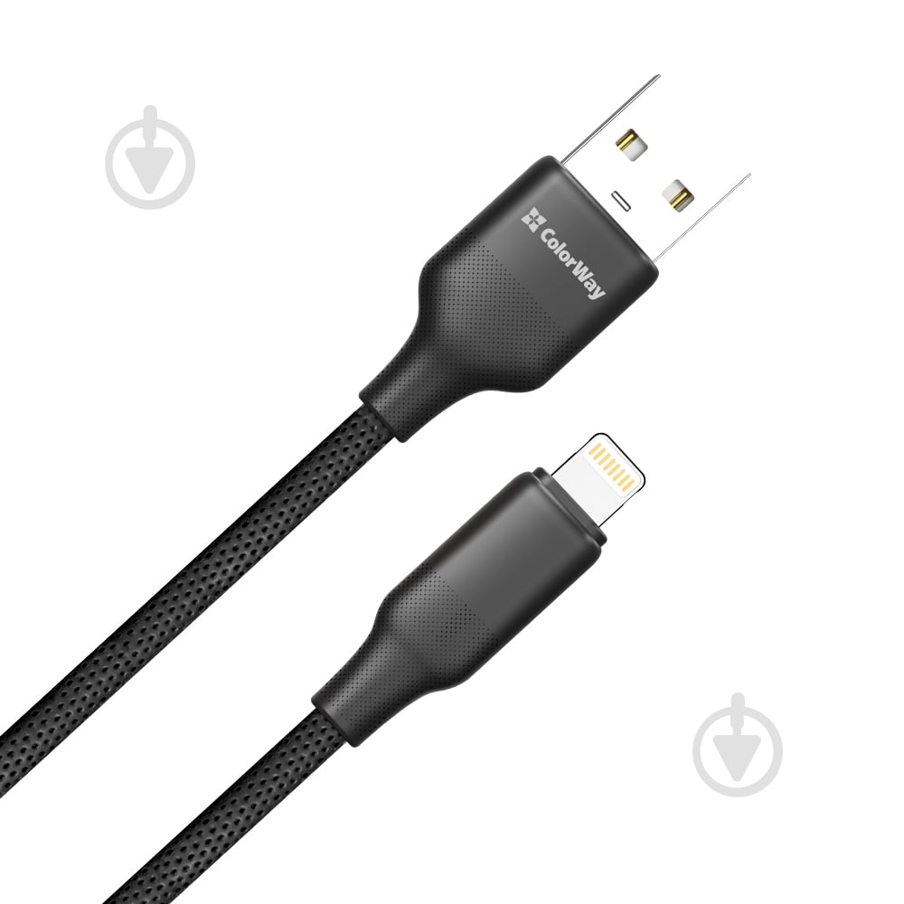 Дата-кабель ColorWay USB - Apple Lightning (TPE embossed) 3А 2 м black (CW-CBUL102-BK) - фото 4 Дата-кабель ColorWay USB - Apple Lightning (TPE embossed) 3А 2 м black (CW-CBUL102-BK) - фото 4