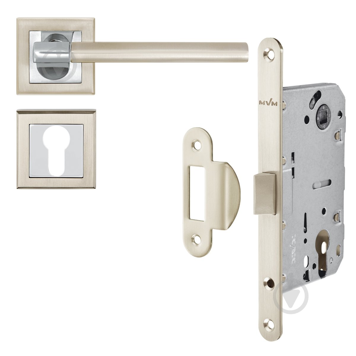 Комплект PZ Linde A-2006 SN/CP-5 PZ 85 мм матовый никель/полированный хром без петель - фото 1