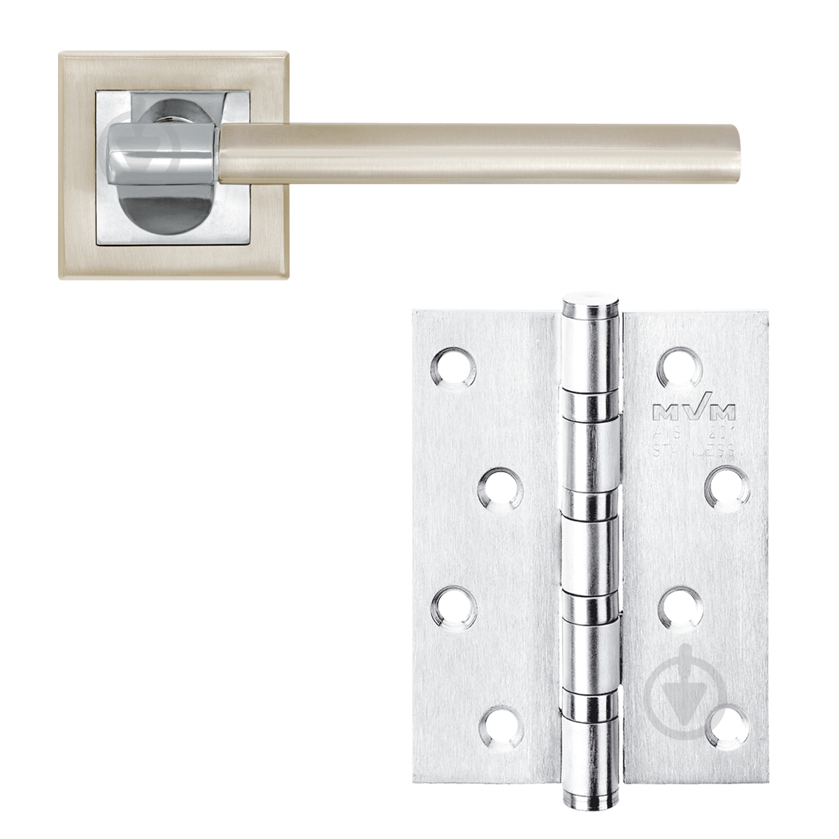 Комплект без запирания Linde A-2006 SN/CP-7 матовый никель/полированный хром с петлями - фото 1 Комплект без запирания Linde A-2006 SN/CP-7 матовый никель/полированный хром с петлями - фото 1