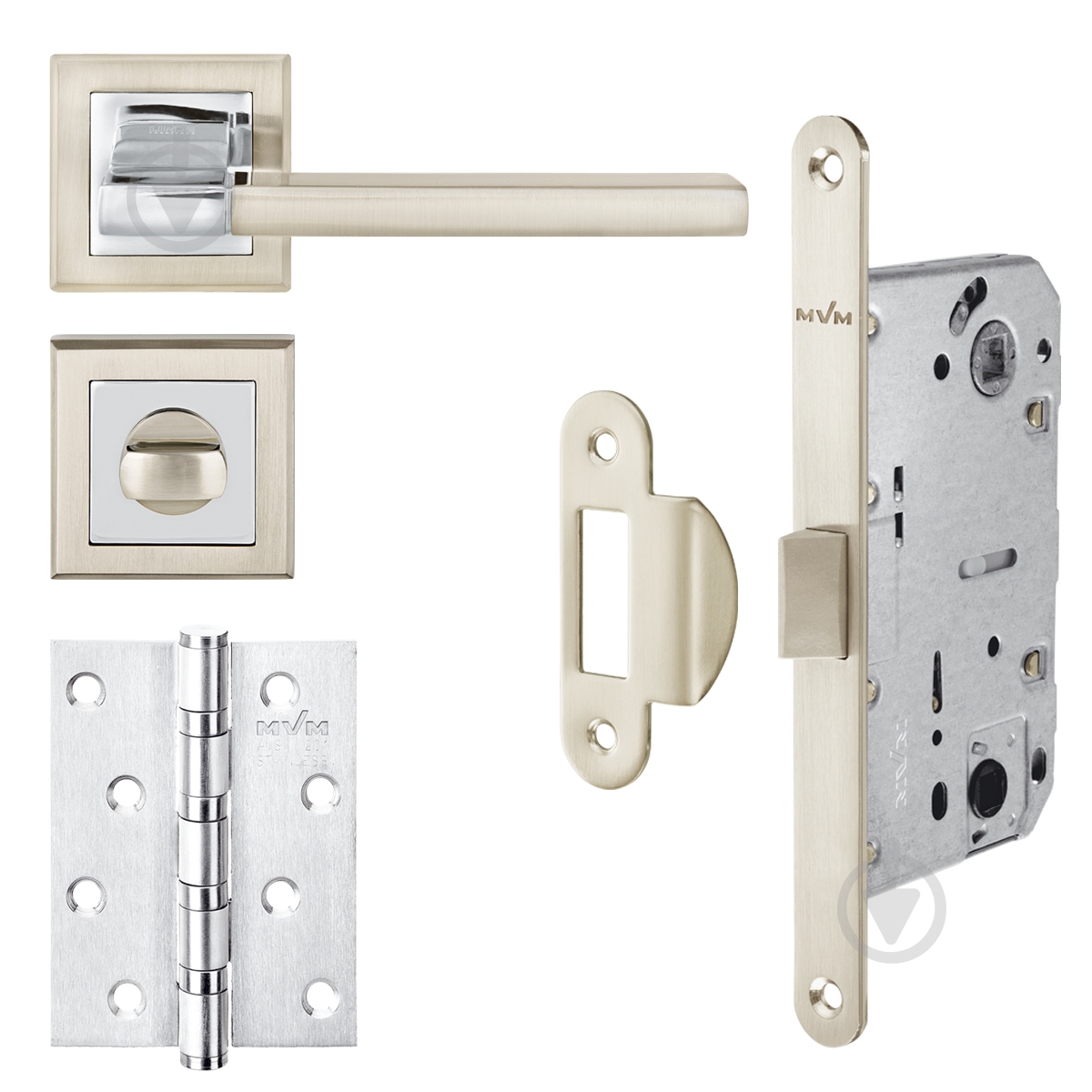 Комплект WC Linde A-2008 SN/CP-1 WC) 96 мм матовый никель/полированный хром с петлями - фото 1 Комплект WC Linde A-2008 SN/CP-1 WC) 96 мм матовый никель/полированный хром с петлями - фото 1