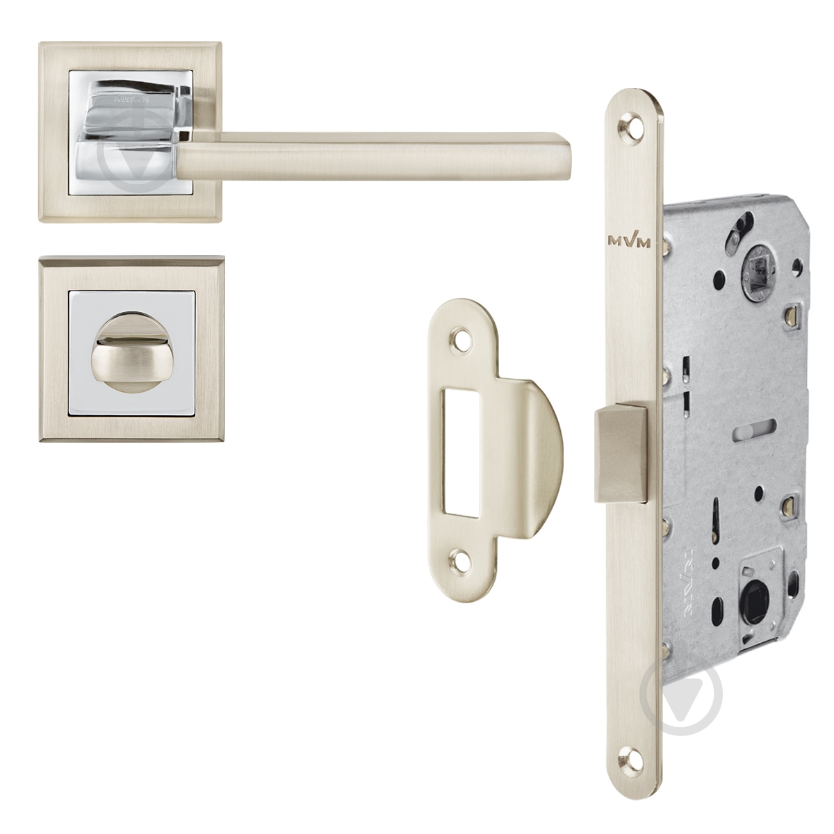 Комплект WC Linde A-2008 SN/CP-4 WC 96 мм матовий нікель/полірований хром без петель - фото 1 Комплект WC Linde A-2008 SN/CP-4 WC 96 мм матовий нікель/полірований хром без петель - фото 1