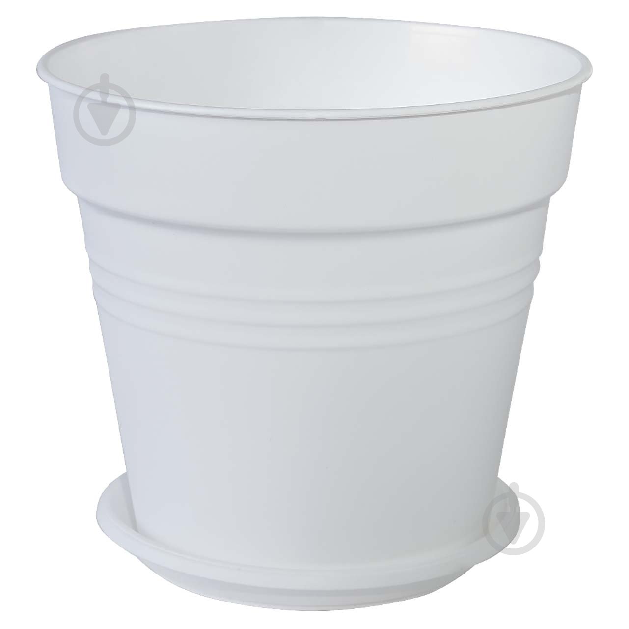 Вазон пластиковий Глорія з підставкою 18,5х18 см круглий білий 3,1 л Алеана - фото 1