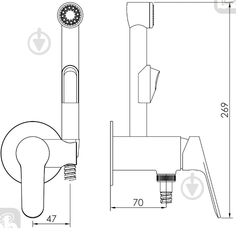 Гігієнічний душ Imprese RUBIN прихованого монтажу, хром - фото 2 Гігієнічний душ Imprese RUBIN прихованого монтажу, хром - фото 2