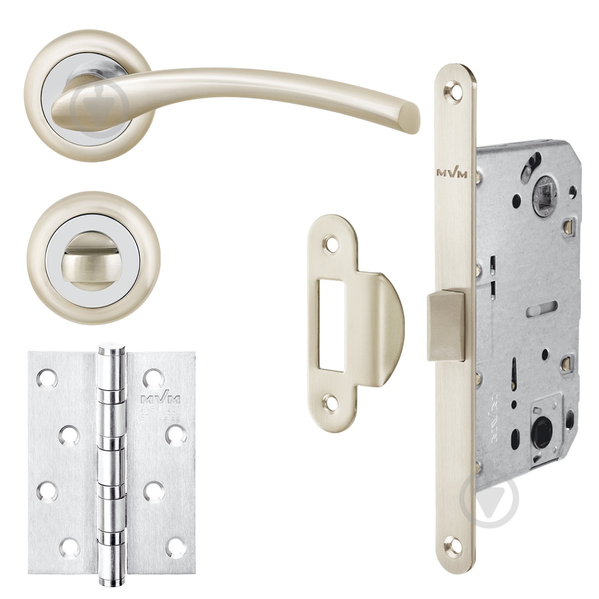 Комплект WC Linde A-2005 SN/CP-1 WC 96 мм матовый никель/хром с петлями - фото 1 Комплект WC Linde A-2005 SN/CP-1 WC 96 мм матовый никель/хром с петлями - фото 1