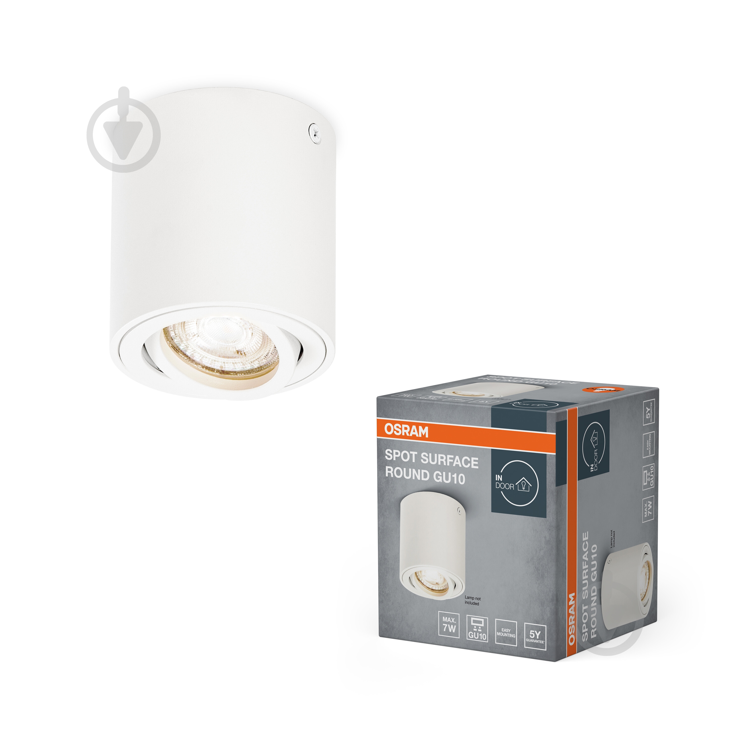 Світильник точковий Osram Spot Surface Round WT GU10 білий - фото 1