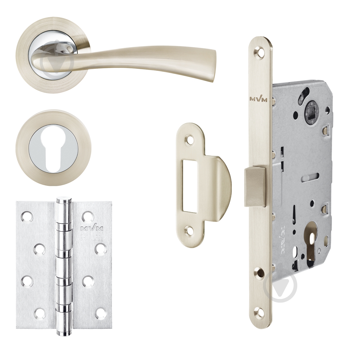 Комплект цилиндровый MVM Z-1259 SN/CP-2 85 мм матовый никель/хром с петлями - фото 1