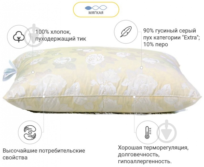 Подушка Extra 106 м'яка (2200000001054) MirSon 60x60 білий - фото 2
