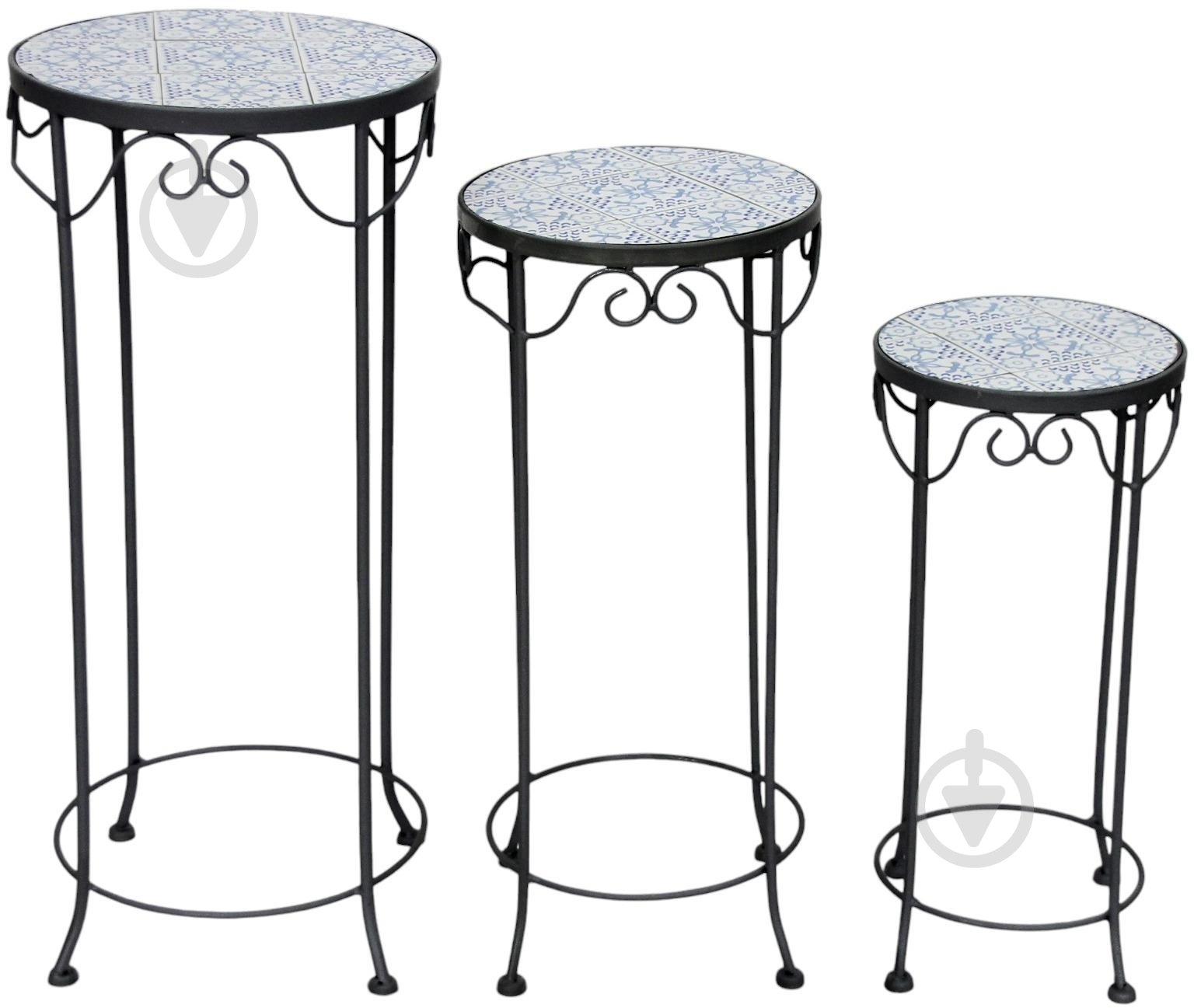 Підставка для квітів одинарна метал мозаїка круг M JF200171-2 260x580 см блакитний - фото 2 Підставка для квітів одинарна метал мозаїка круг M JF200171-2 260x580 см блакитний - фото 2