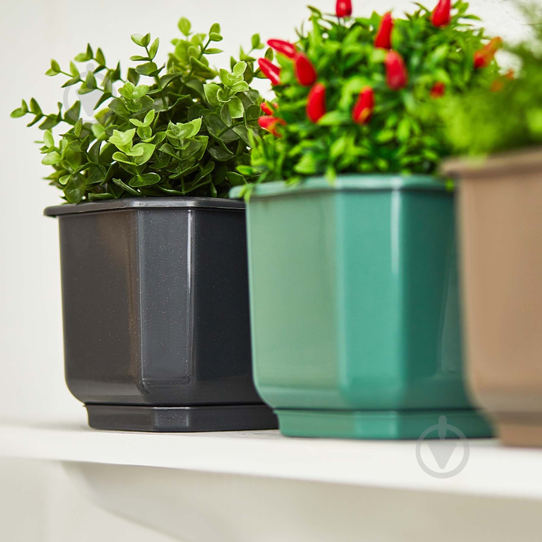 Вазон пластиковий Дама з підставкою 24х24 см квадратний граніт 7 л Алеана - фото 3 Вазон пластиковий Дама з підставкою 24х24 см квадратний граніт 7 л Алеана - фото 3