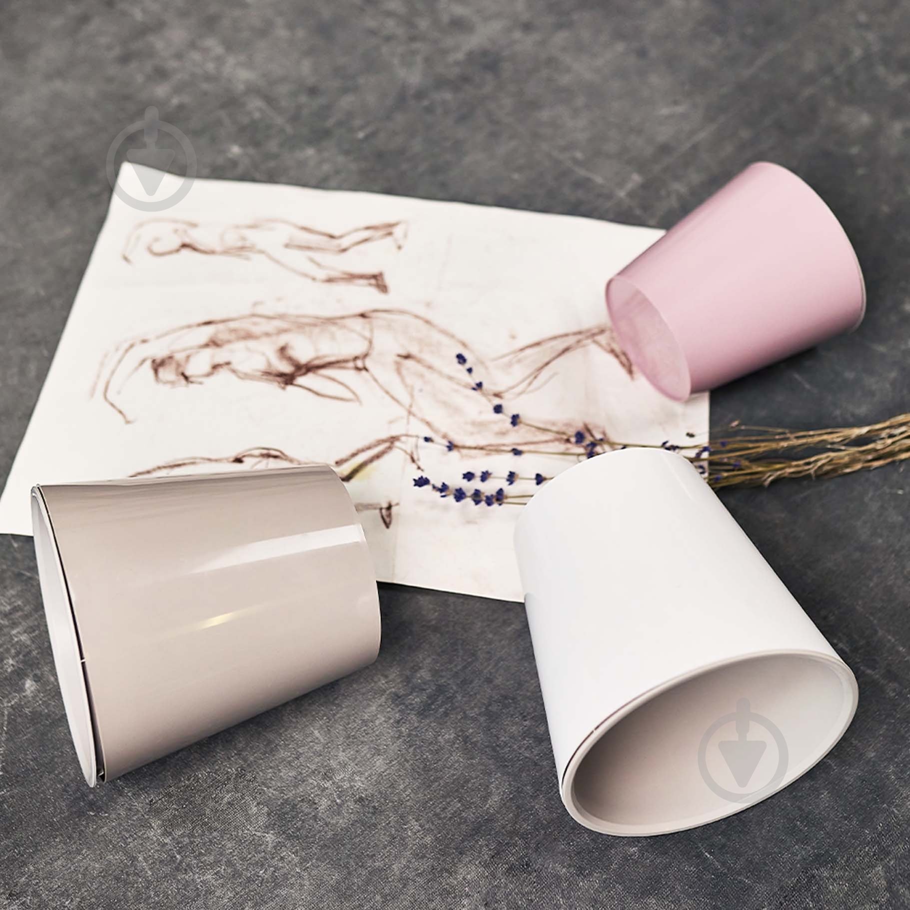 Вазон пластиковий Деко зі вст. 16х15,5 см круглий білий/білий 1,8 л Алеана - фото 2