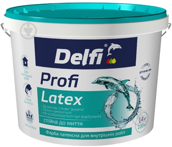 Фарба акрилова Delfi Profi Latex мат білий 14 кг - фото 1