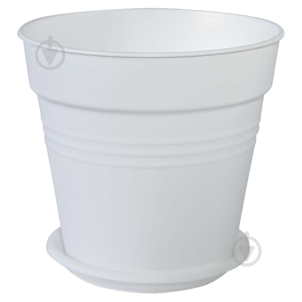 Вазон пластиковий Глорія з підставкою 11х10,2 см круглий білий 0,6 л Алеана - фото 1