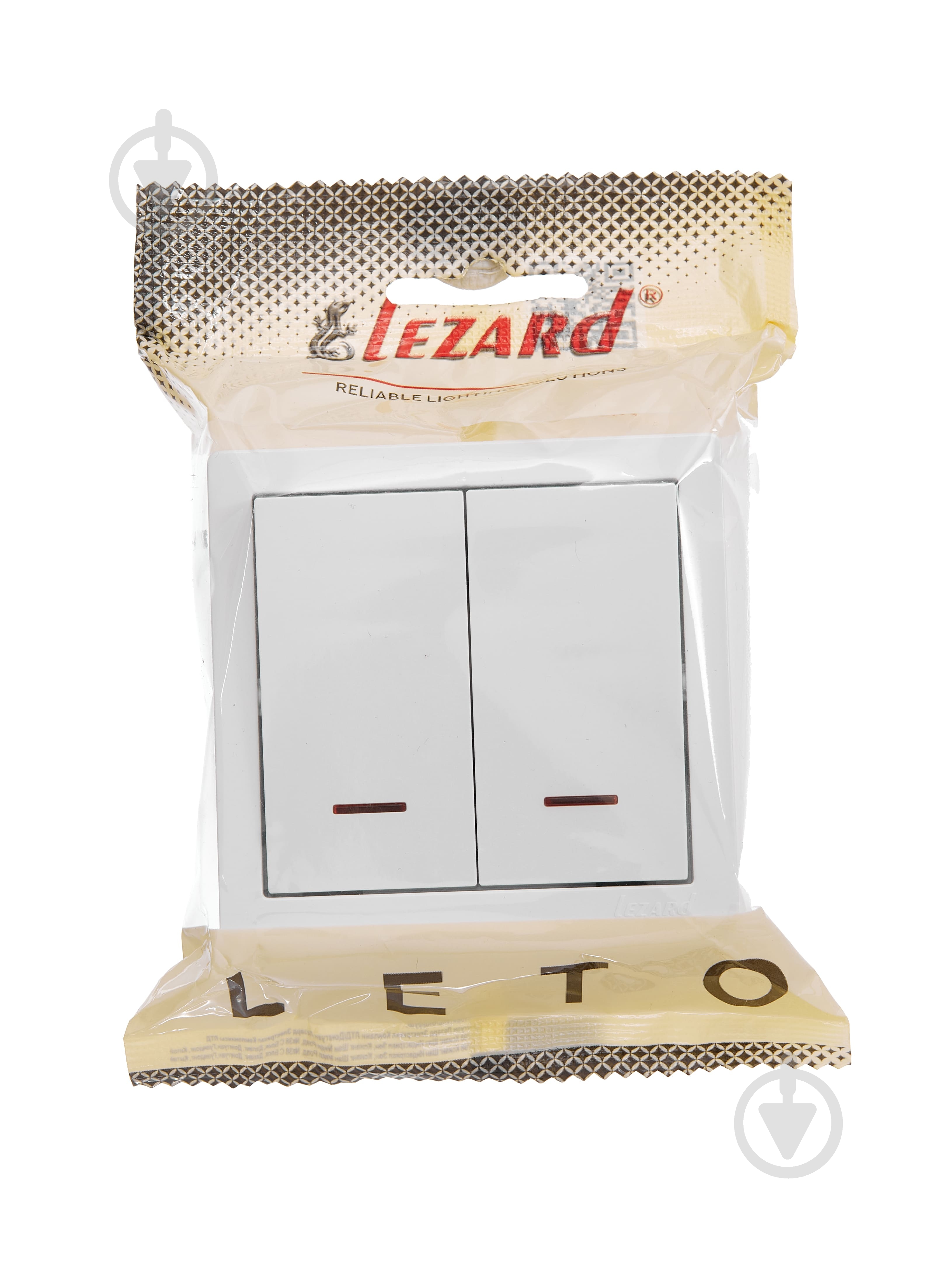 Вимикач двоклавішний Lezard LETO з підсвіткою білий 752-0200-112 - фото 4