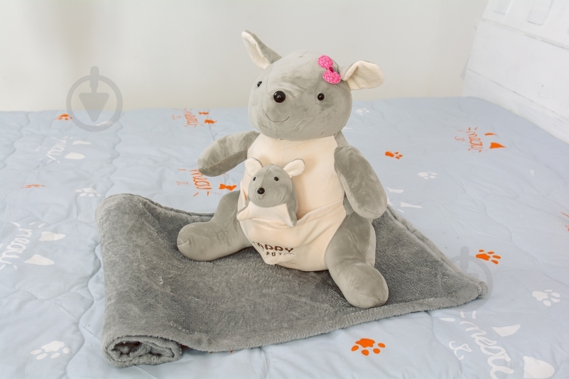 Плед с игрушкой №1063 Kangaroo 100x160 см gray MirSon - фото 1 Плед с игрушкой №1063 Kangaroo 100x160 см gray MirSon - фото 1