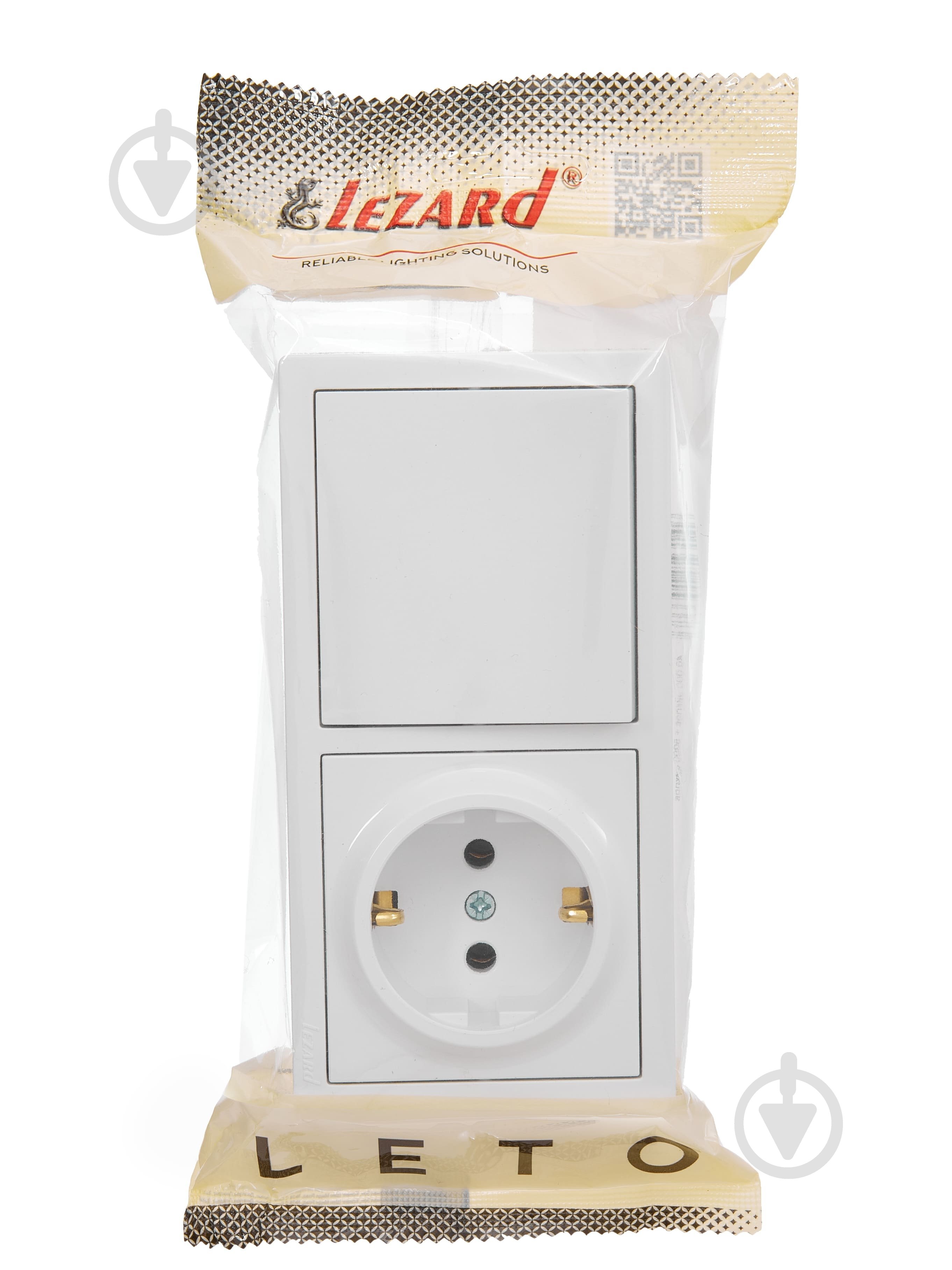 Розетка + выключатель одноклавишный Lezard LETO белый 752-0200-170BAP - фото 4