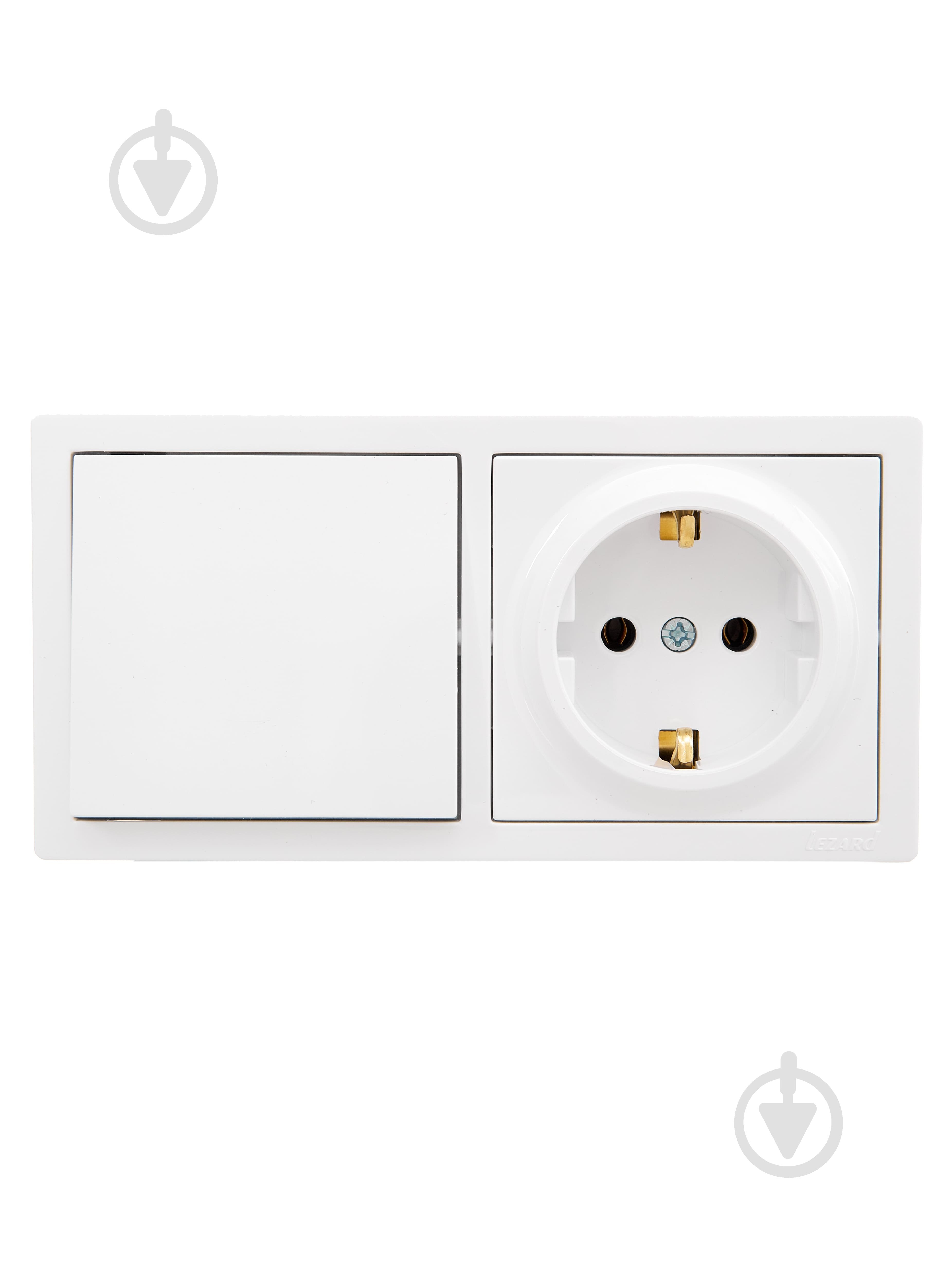 Розетка + выключатель одноклавишный Lezard LETO белый 752-0200-170BAP - фото 1